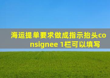 海运提单要求做成指示抬头consignee 1栏可以填写